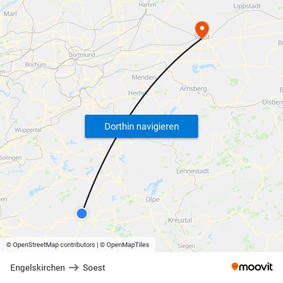 Engelskirchen to Soest map