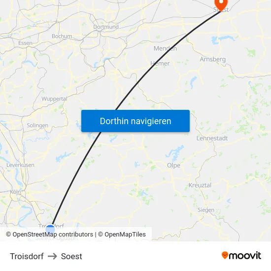 Troisdorf to Soest map