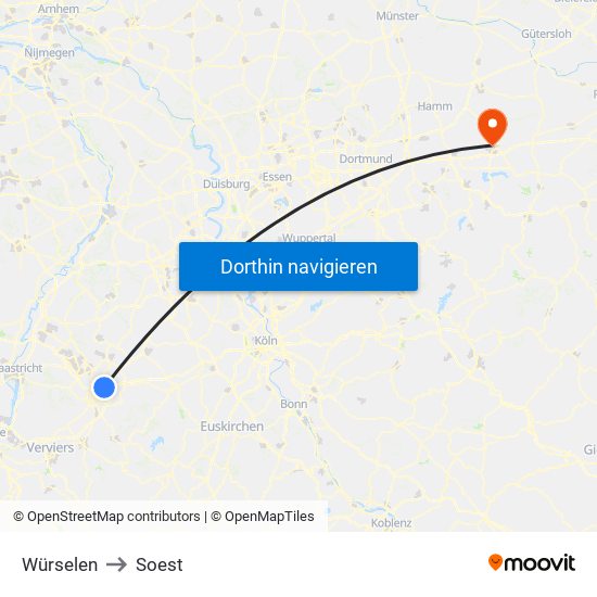 Würselen to Soest map