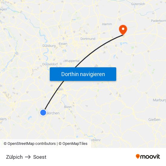 Zülpich to Soest map