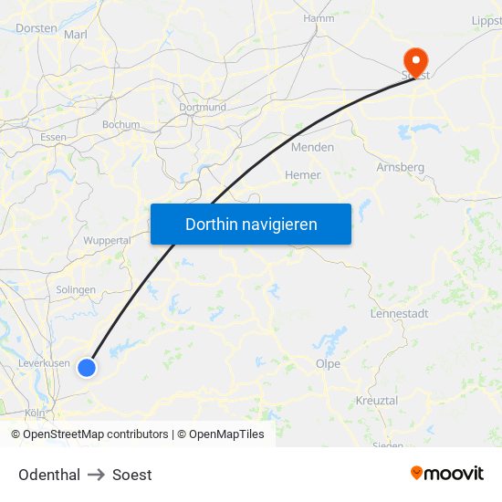 Odenthal to Soest map