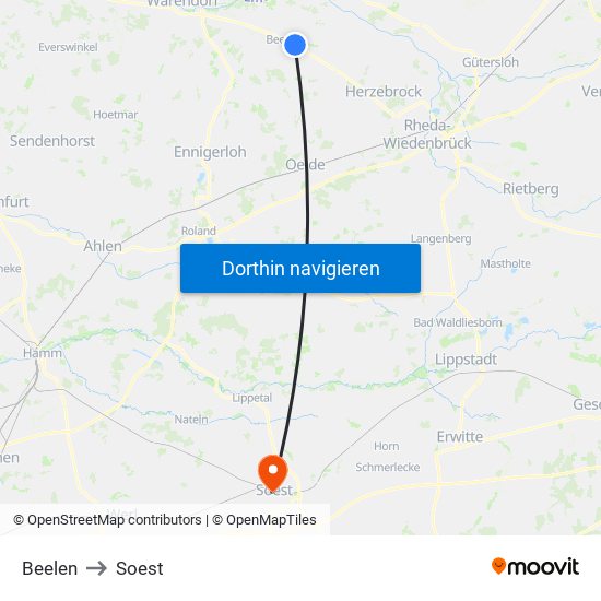 Beelen to Soest map