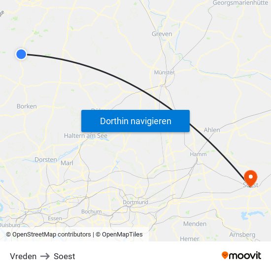 Vreden to Soest map