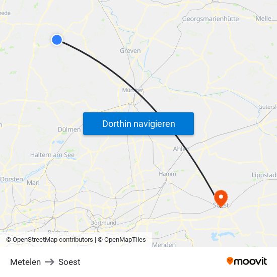 Metelen to Soest map