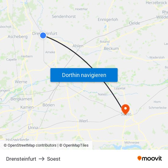 Drensteinfurt to Soest map