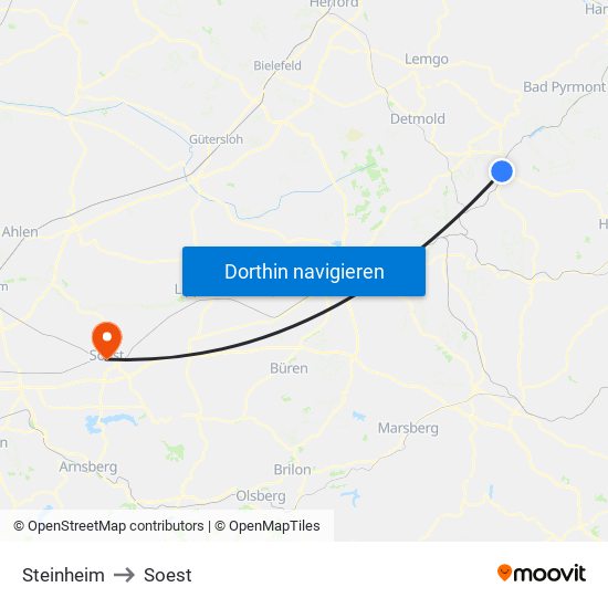 Steinheim to Soest map