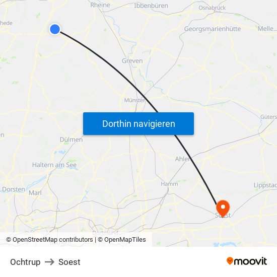 Ochtrup to Soest map