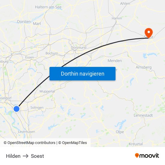 Hilden to Soest map