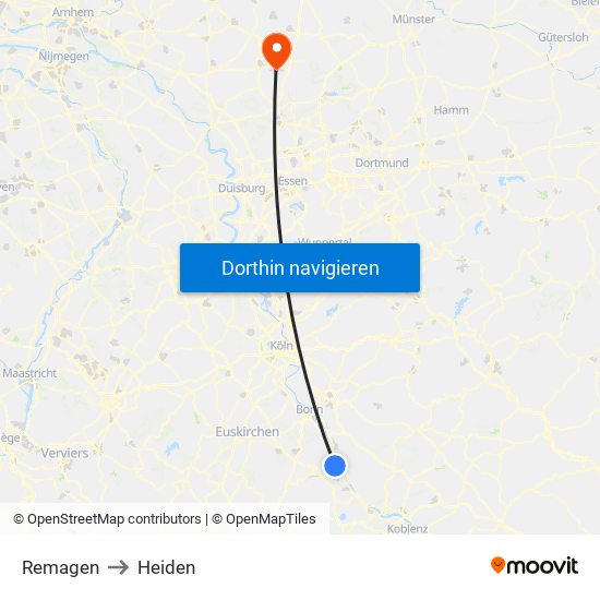 Remagen to Heiden map