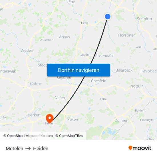 Metelen to Heiden map