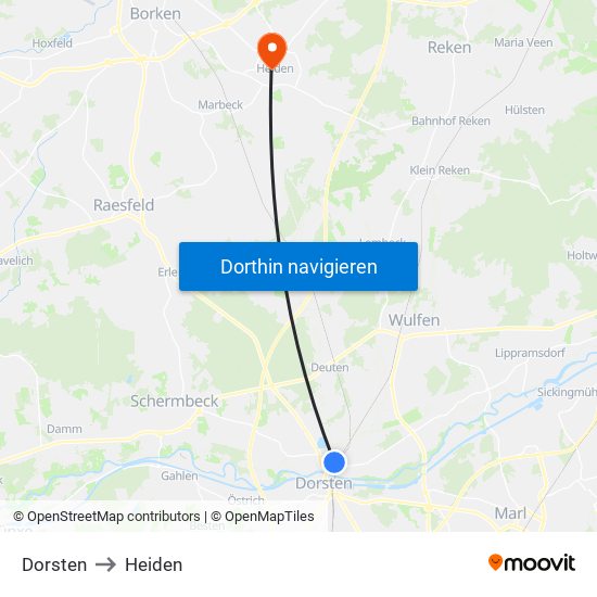 Dorsten to Heiden map