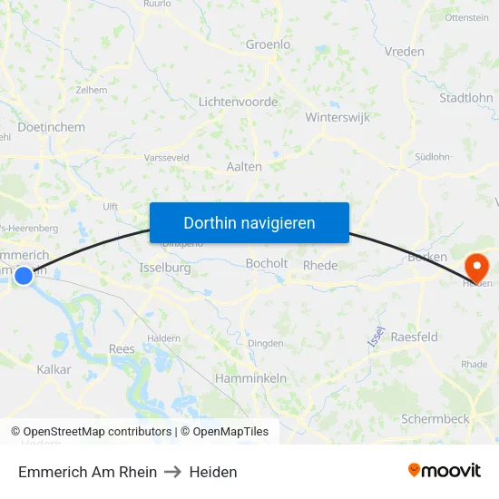 Emmerich Am Rhein to Heiden map