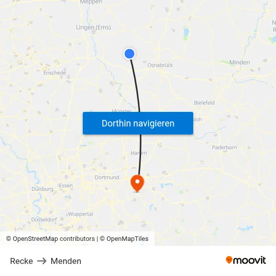 Recke to Menden map