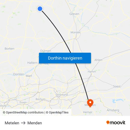 Metelen to Menden map