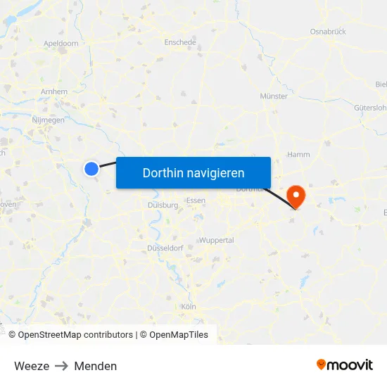 Weeze to Menden map