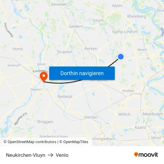 Neukirchen-Vluyn to Venlo map