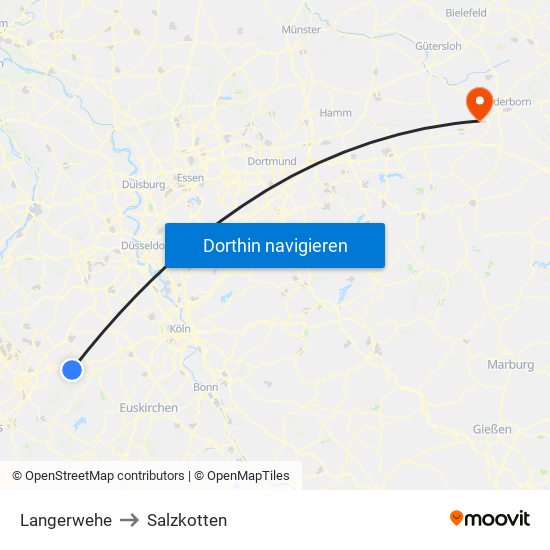 Langerwehe to Salzkotten map