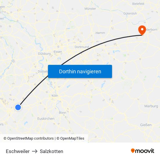 Eschweiler to Salzkotten map