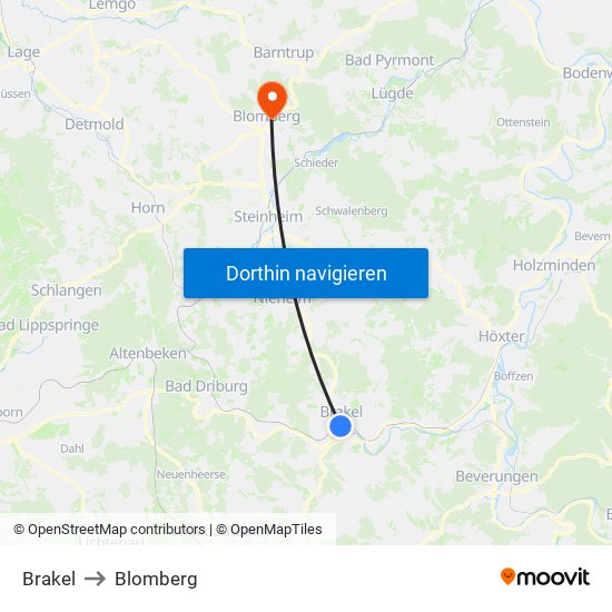 Brakel to Blomberg map