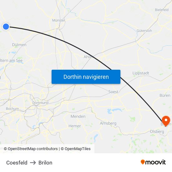 Coesfeld to Brilon map