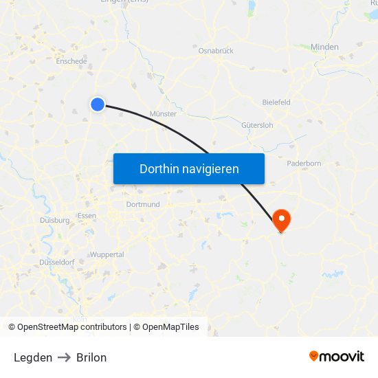 Legden to Brilon map