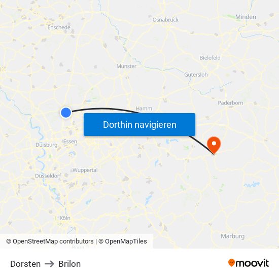 Dorsten to Brilon map