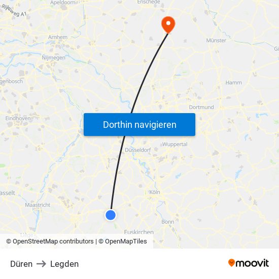 Düren to Legden map