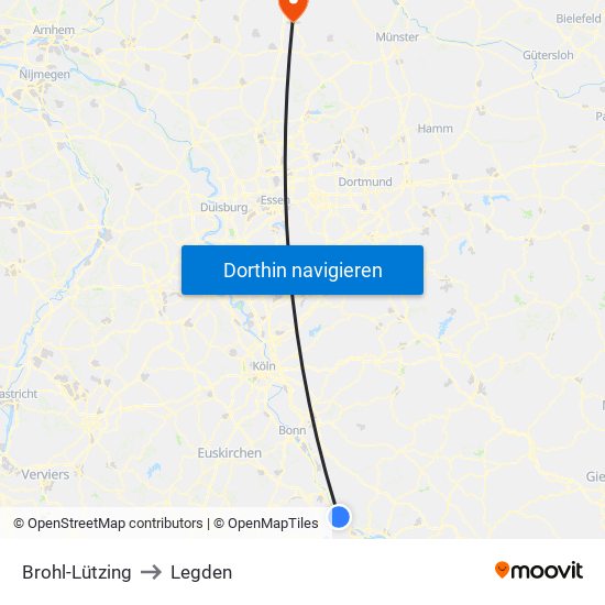 Brohl-Lützing to Legden map