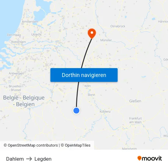Dahlem to Legden map