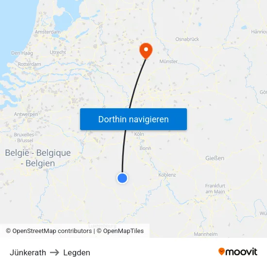 Jünkerath to Legden map