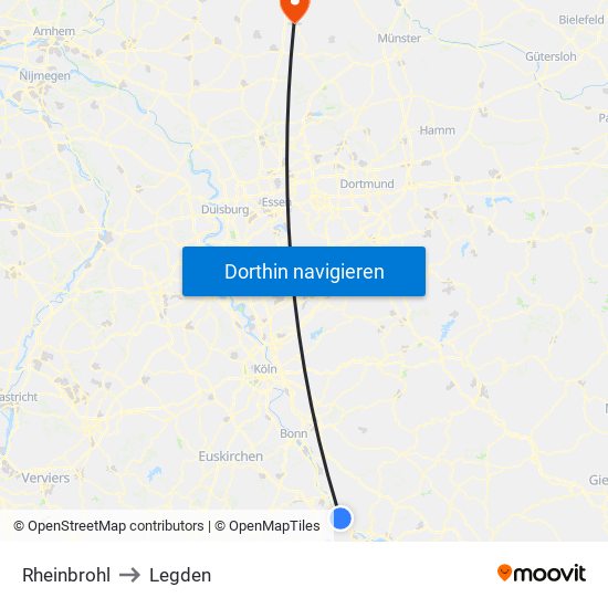 Rheinbrohl to Legden map