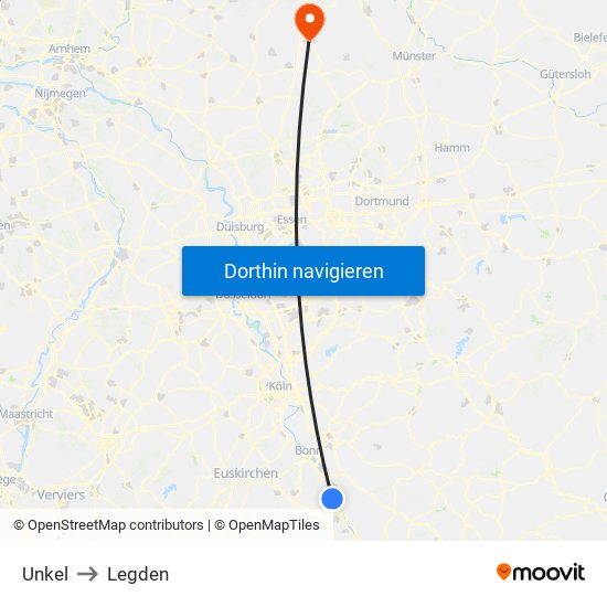 Unkel to Legden map