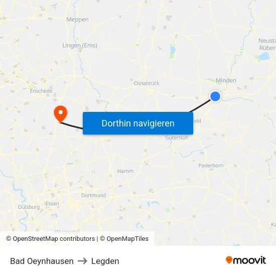 Bad Oeynhausen to Legden map