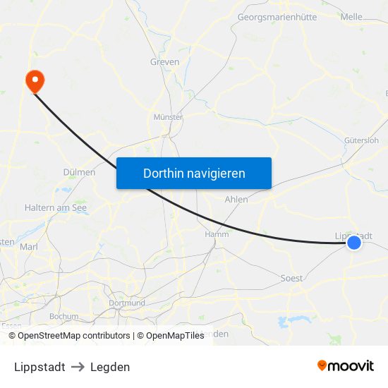 Lippstadt to Legden map