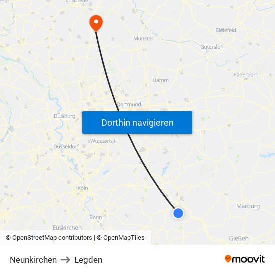 Neunkirchen to Legden map