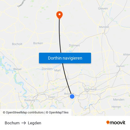 Bochum to Legden map
