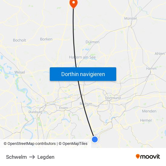 Schwelm to Legden map