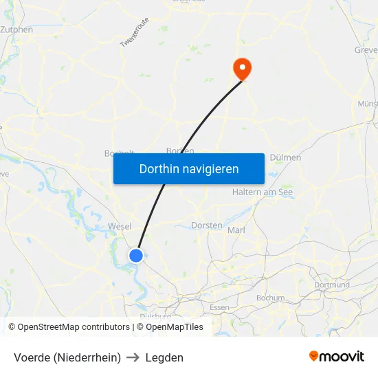 Voerde (Niederrhein) to Legden map