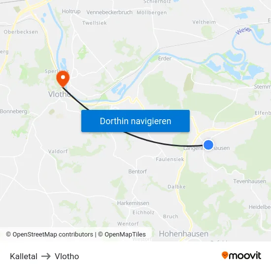 Kalletal to Vlotho map