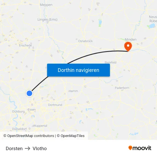 Dorsten to Vlotho map