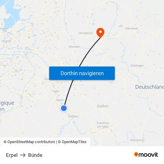 Erpel to Bünde map