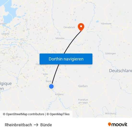 Rheinbreitbach to Bünde map