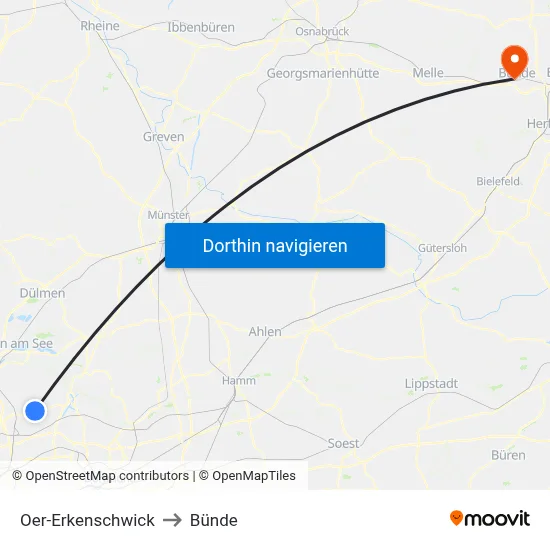 Oer-Erkenschwick to Bünde map