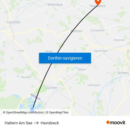 Haltern Am See to Havixbeck map