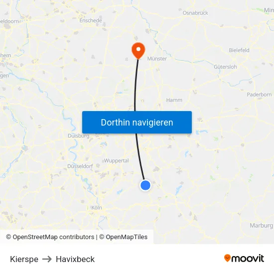 Kierspe to Havixbeck map