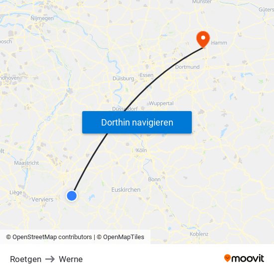 Roetgen to Werne map
