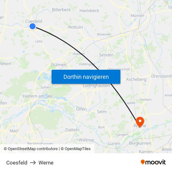 Coesfeld to Werne map