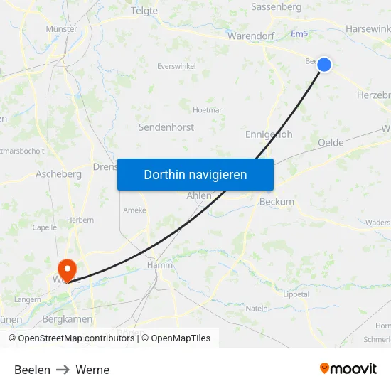 Beelen to Werne map