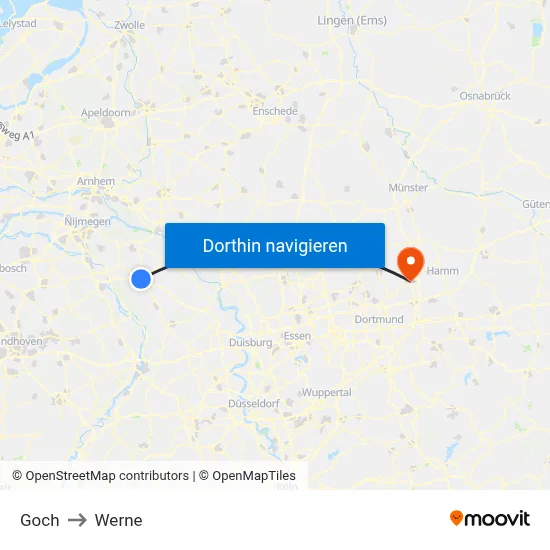 Goch to Werne map