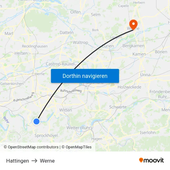Hattingen to Werne map